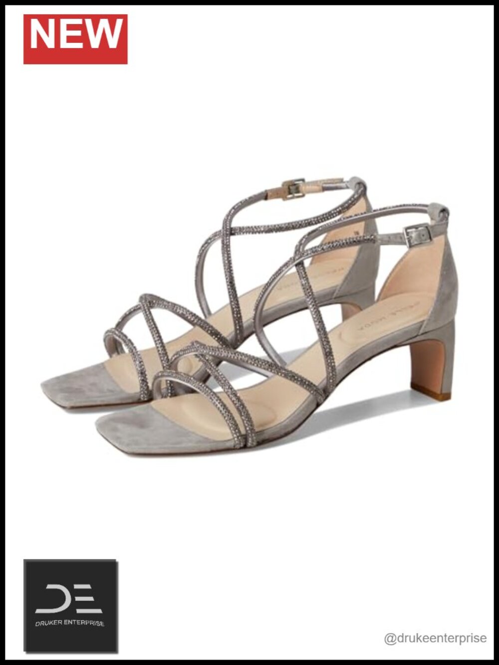 Women's Heeled Sandals Leather Multi Strap Open Square Toe Ankle Strap Evening